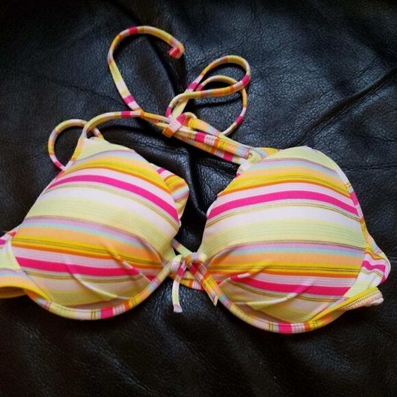 💕Victoria's Secret Striped Swim Bikini Top Size 34B - Picture 3 of 6
